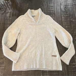 White Heathered Cozy Columbia Sweater